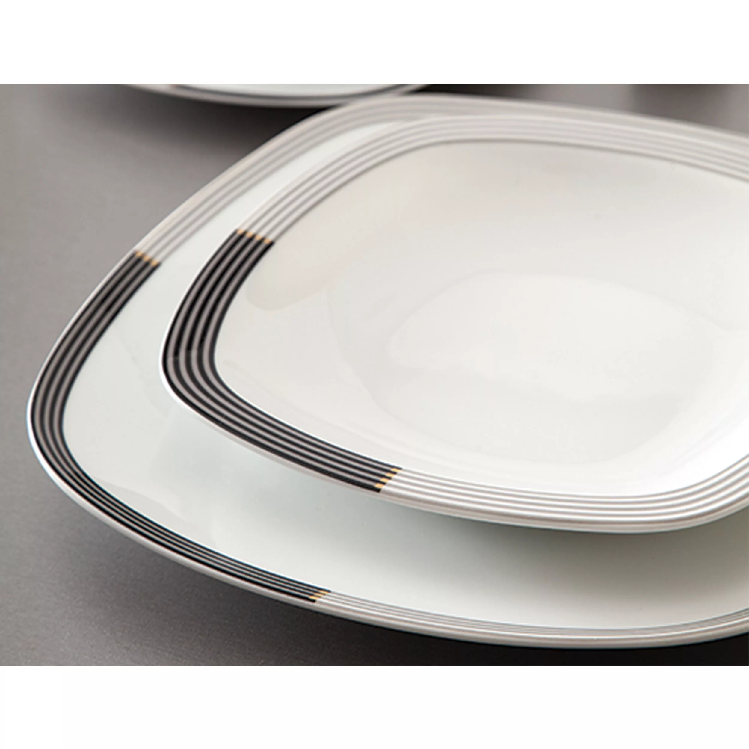 سرویس غذاخوری 98 پارچه چینی زرین ایران سری کواترو مدل وگاس اوریت درجه یک