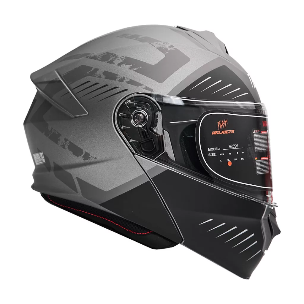 کلاه کاسکت فک متحرک فلش مدل 935sv black-gray