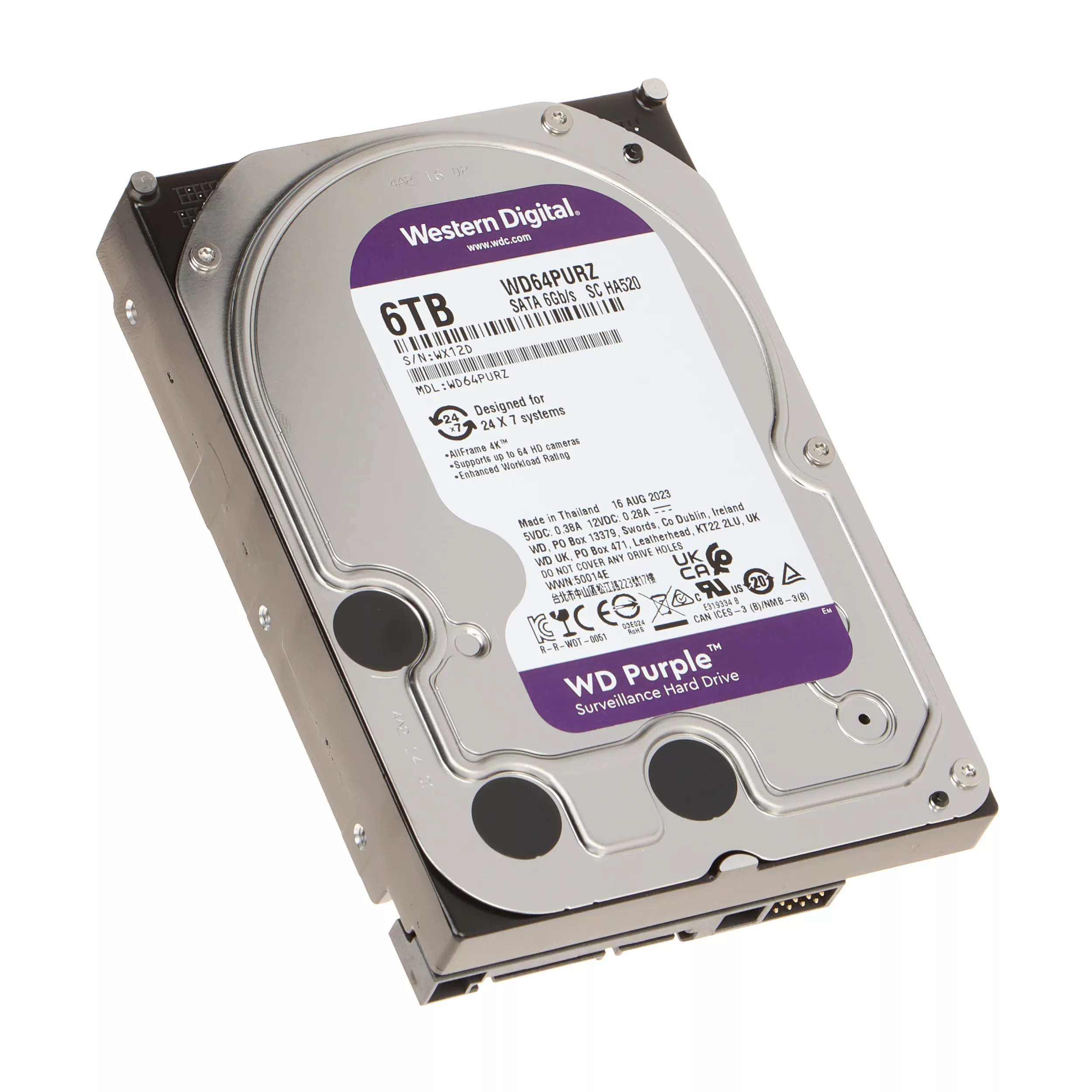 هارد دیسک اینترنال وسترن دیجیتال مدل Purple WD64PURZ ظرفیت 6 ترابایت