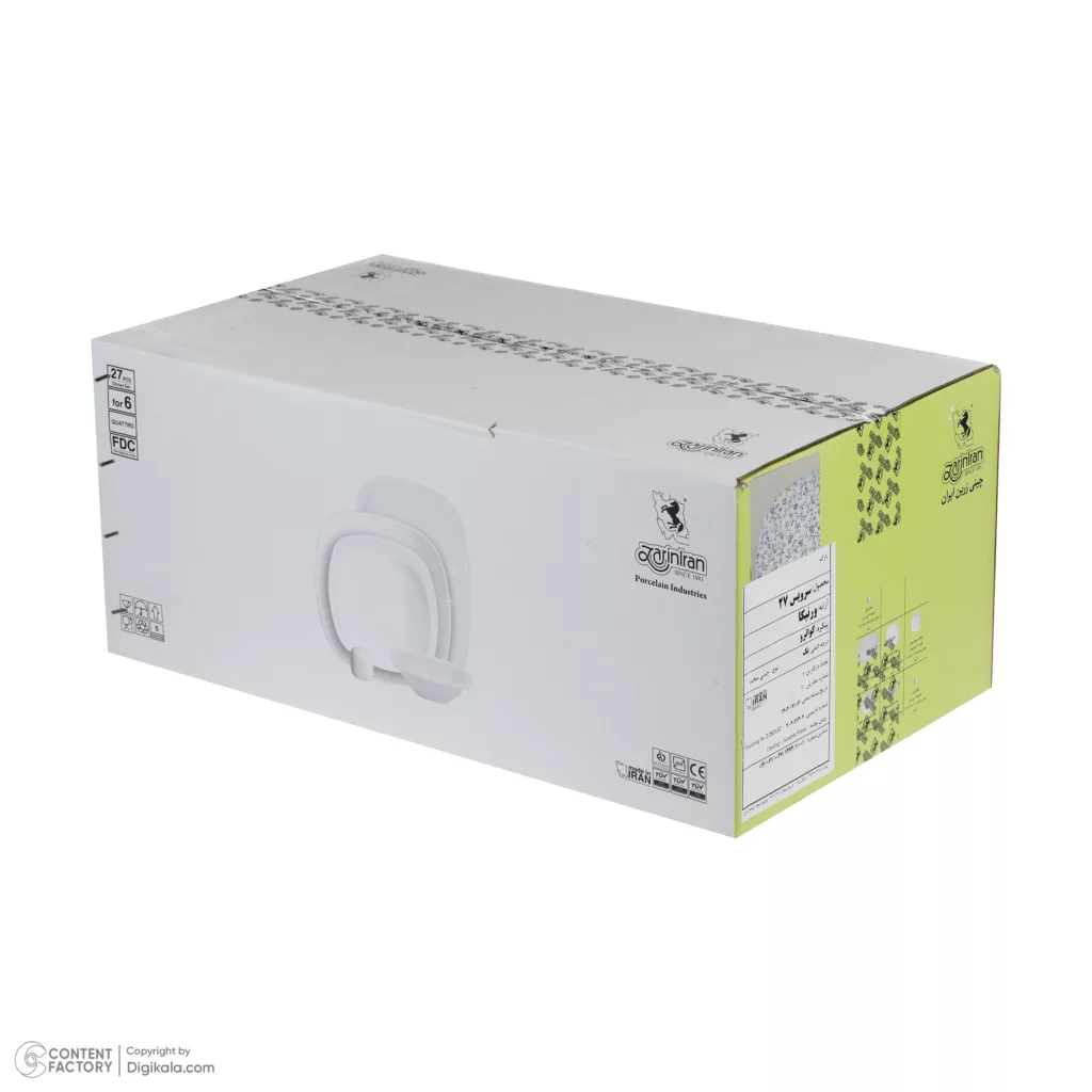 سرویس غذاخوری 27 پارچه چینی زرین ایران مدل کواترو ورنیکا درجه یک