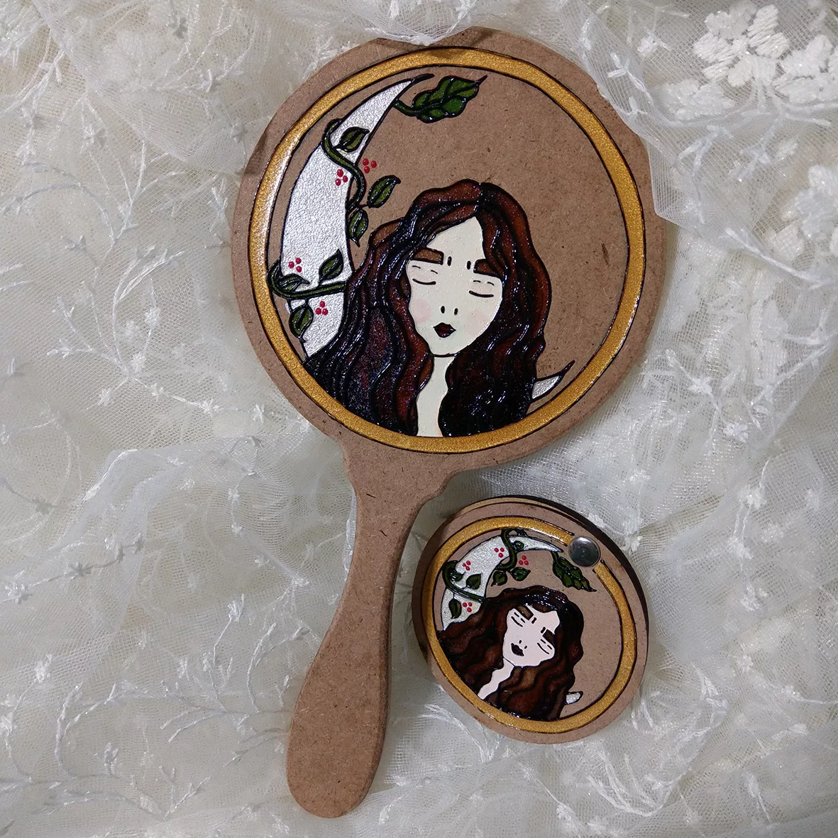 آینه آرایشی مدل رستا به همراه آینه جیبی