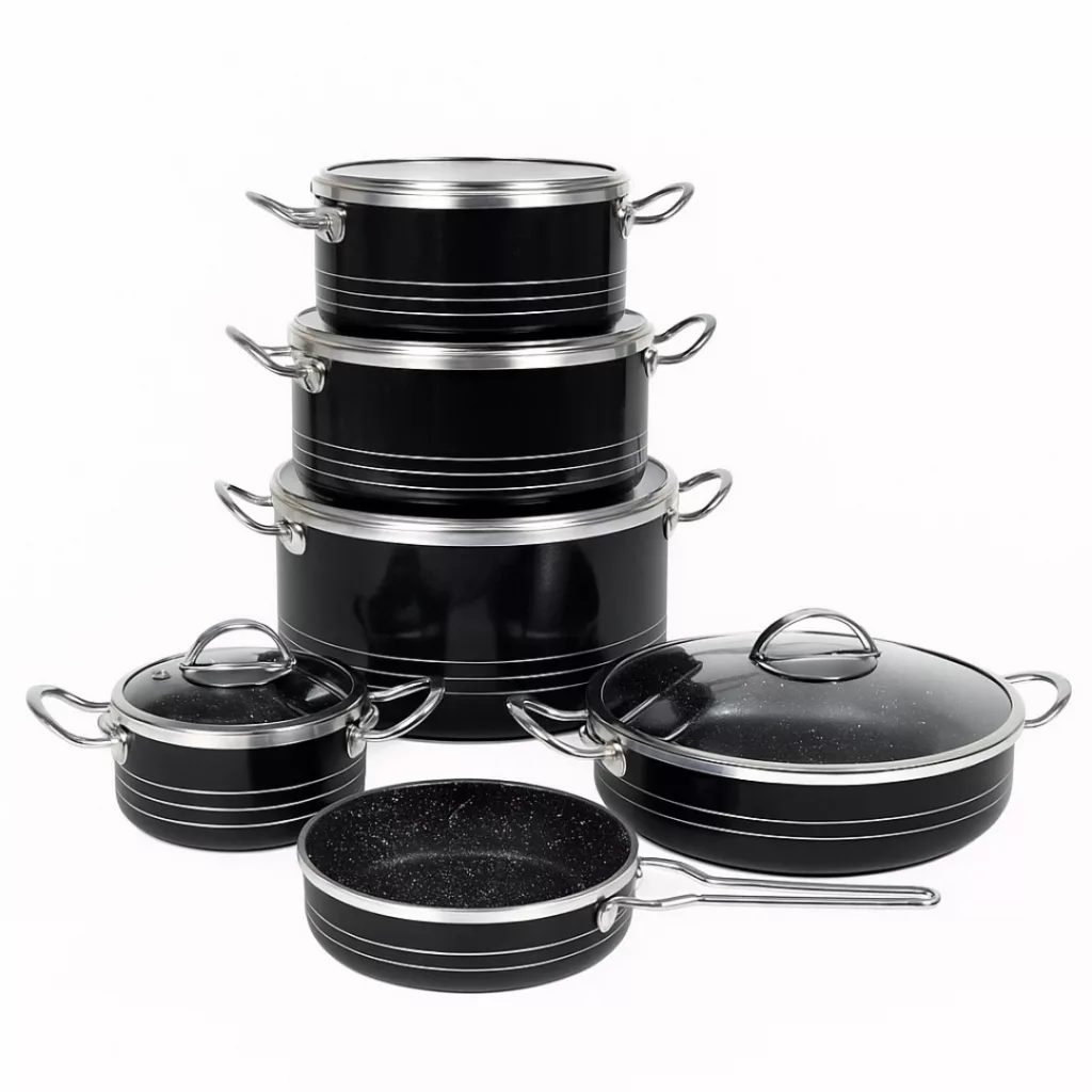 سرویس قابلمه و تابه گرانیت 11 پارچه آذین مدل لب پیچ