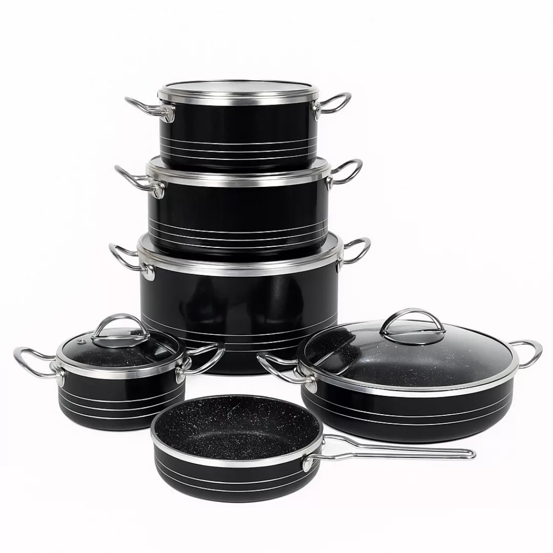 سرویس قابلمه و تابه گرانیت 11 پارچه آذین مدل لب پیچ