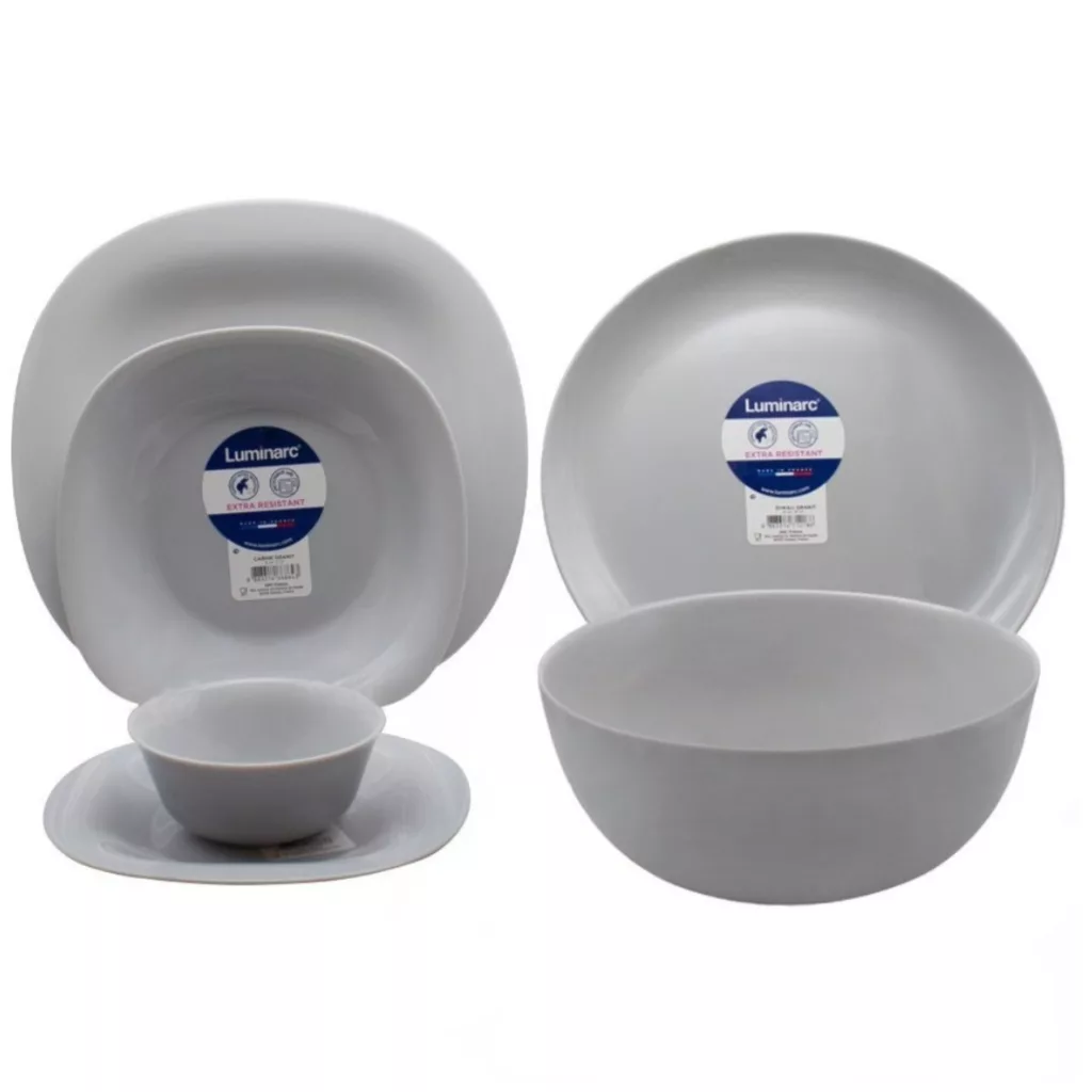 سرویس غذاخوری 27 پارچه 6 نفره لومینارک مدل مربع طرح ساده