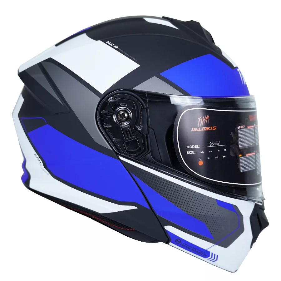 کلاه کاسکت فک متحرک فلش مدل 935sv white/blue