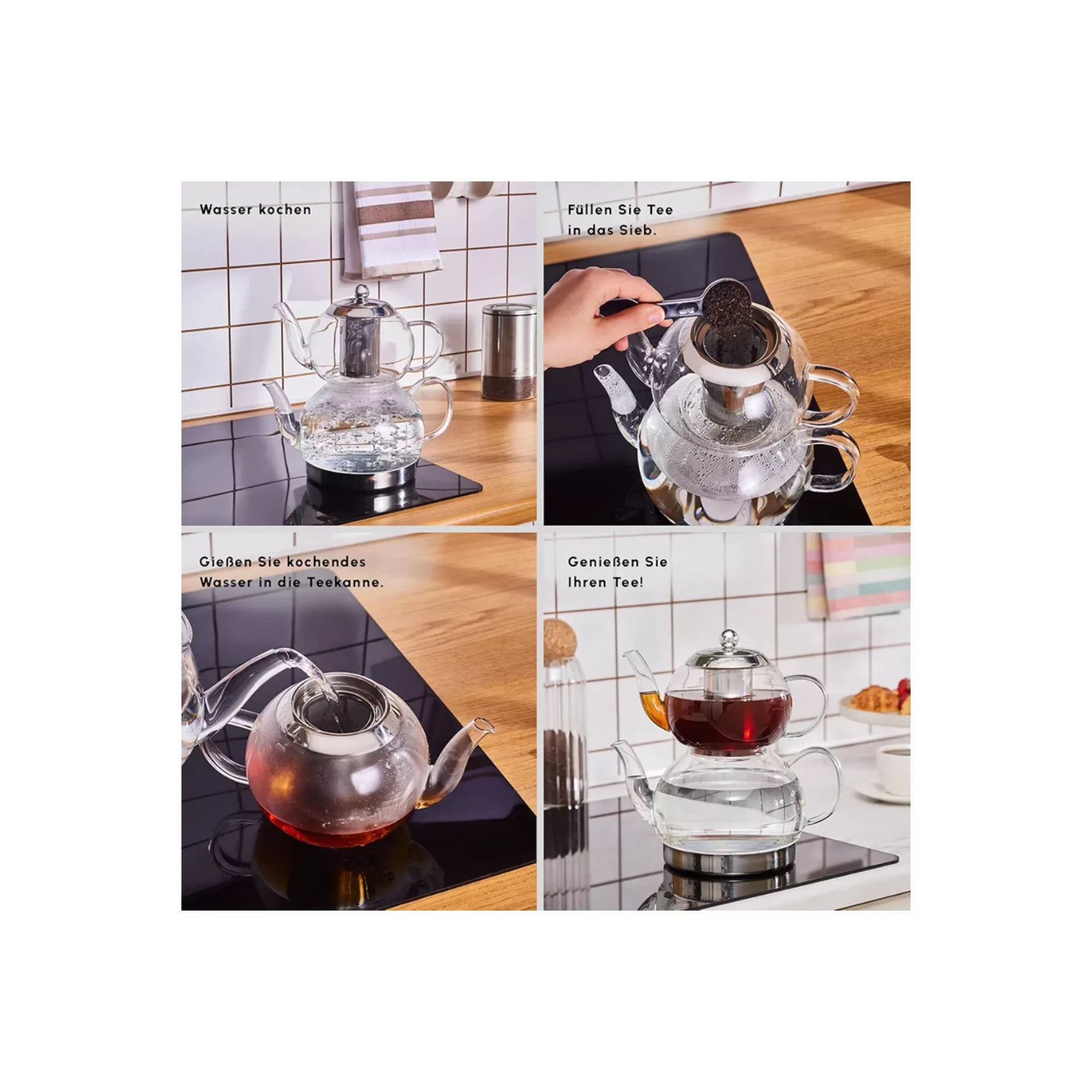 ست کتری و قوری مدل شیشه ای کد ۹ گنجایش کتری 1.5 لیتر و گنجایش قوری 0.50 لیتر