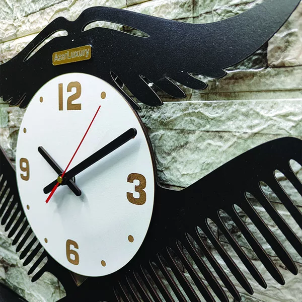 ساعت دیواری آذرلاکچری مدل آرایشگاه کد men13