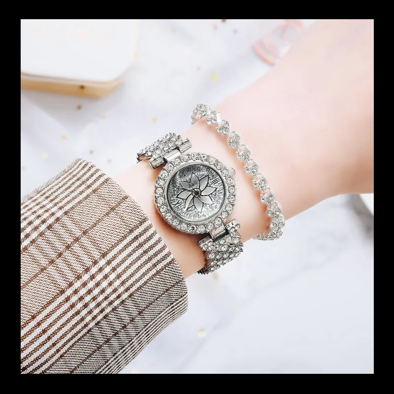 ساعت مچی عقربه ای زنانه جیالی مدل فول نگین کد ne2025