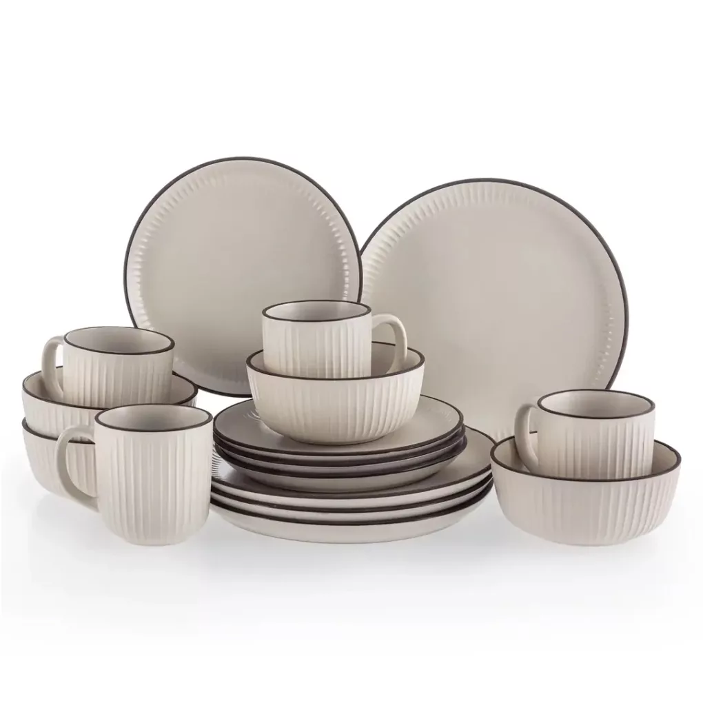 سرویس غذاخوری 16 پارچه کیتچن مستر مدل طرح سنگ 4 نفره