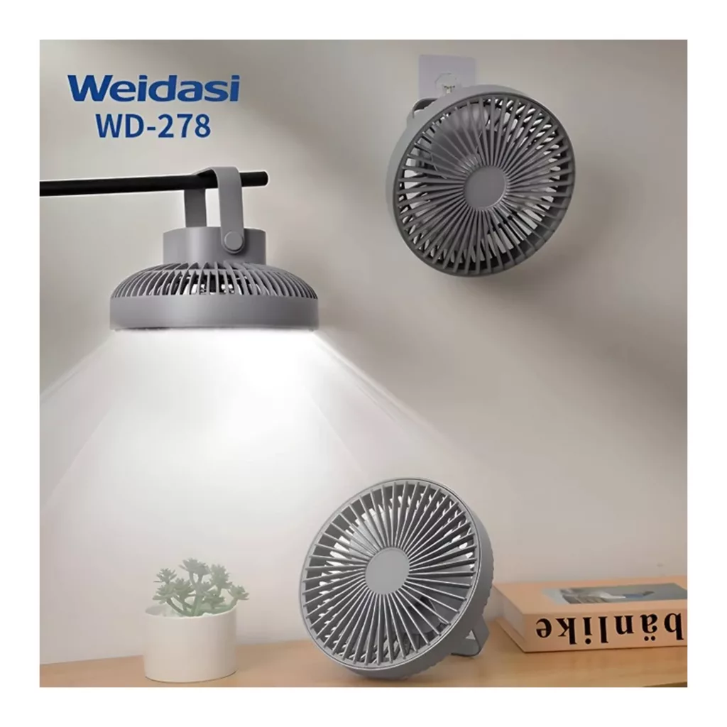 پنکه شارژی ویداسی مدل WD-278 ظرفیت 2400 میلی آمپر ساعت