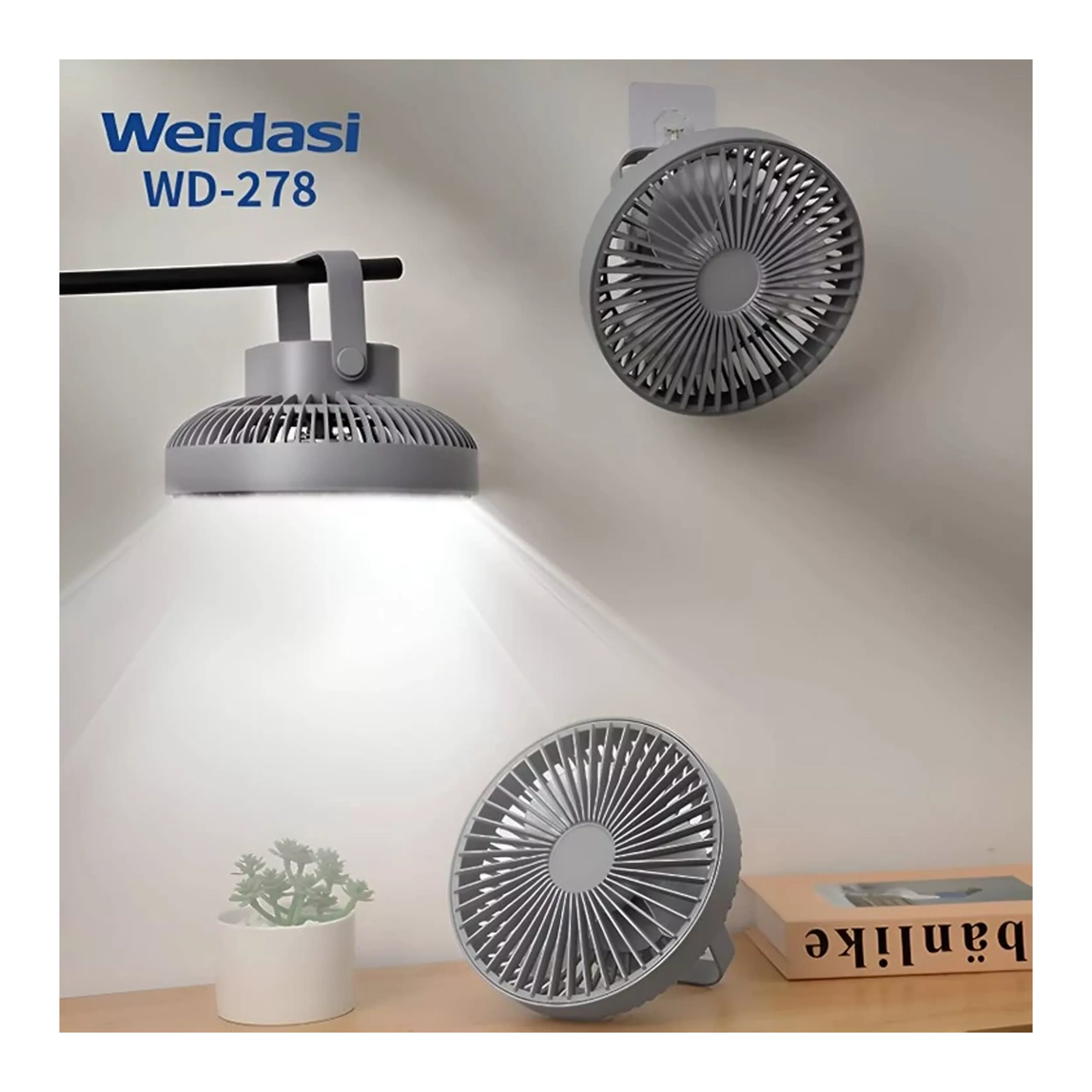 پنکه شارژی ویداسی مدل WD-278 ظرفیت 2400 میلی آمپر ساعت