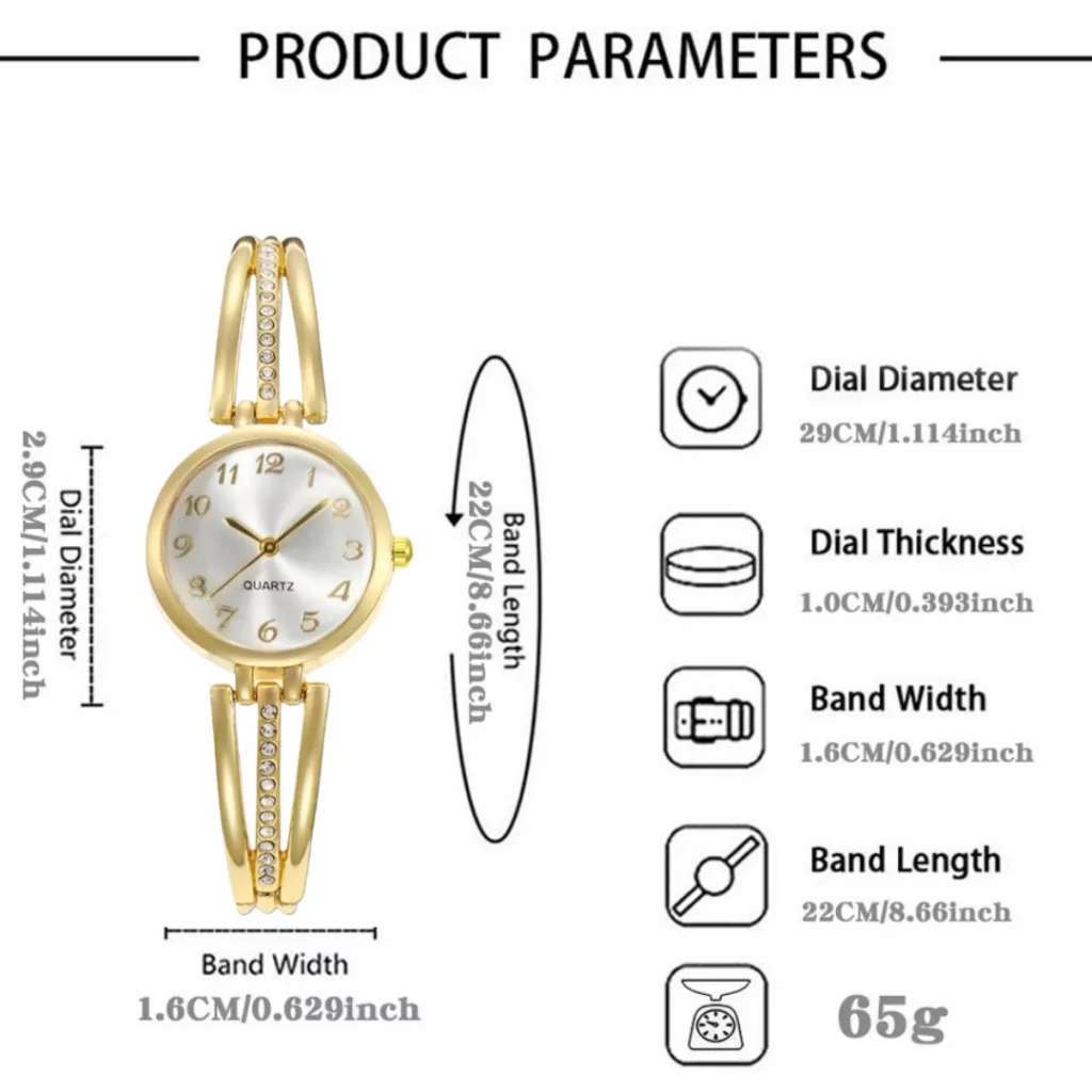 ساعت مچی عقربه‌ای کوارتز زنانه مدل لوکس بند دستبندی کد ۱
