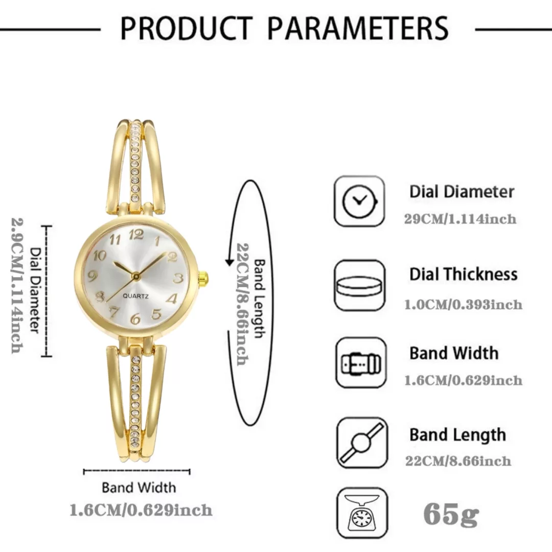 ساعت مچی عقربه‌ای کوارتز زنانه مدل لوکس بند دستبندی کد ۱