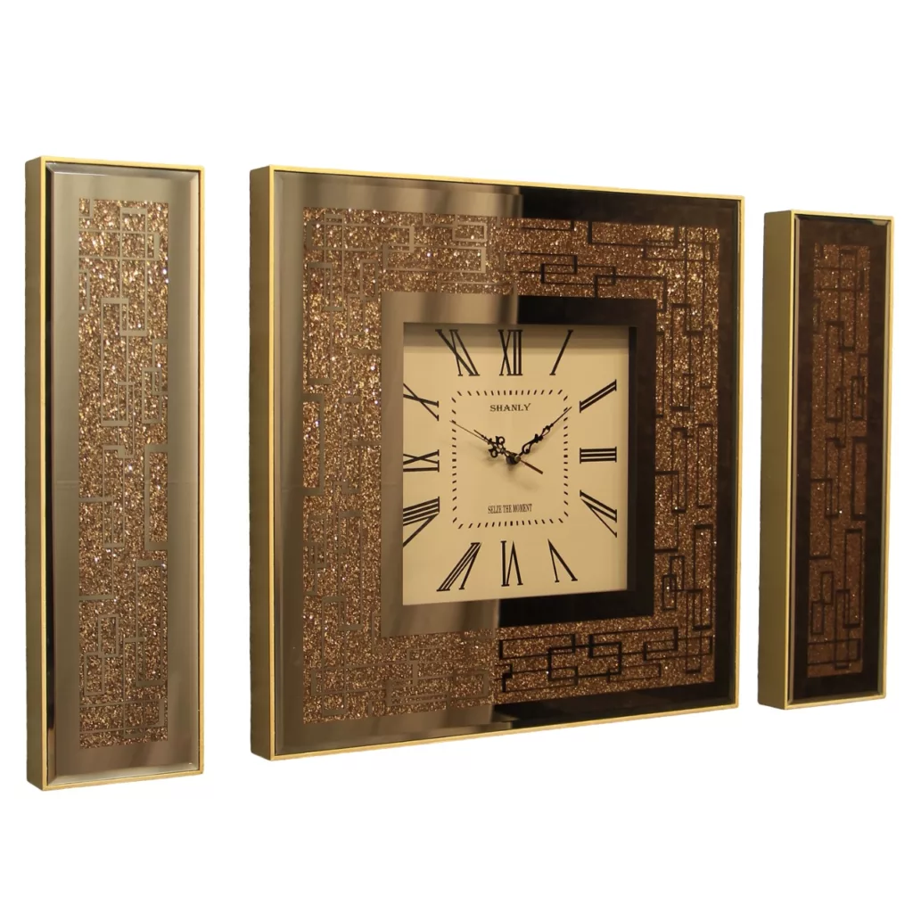 ساعت دیواری مدل آیینه ای کد 1101B به همراه تابلو آینه