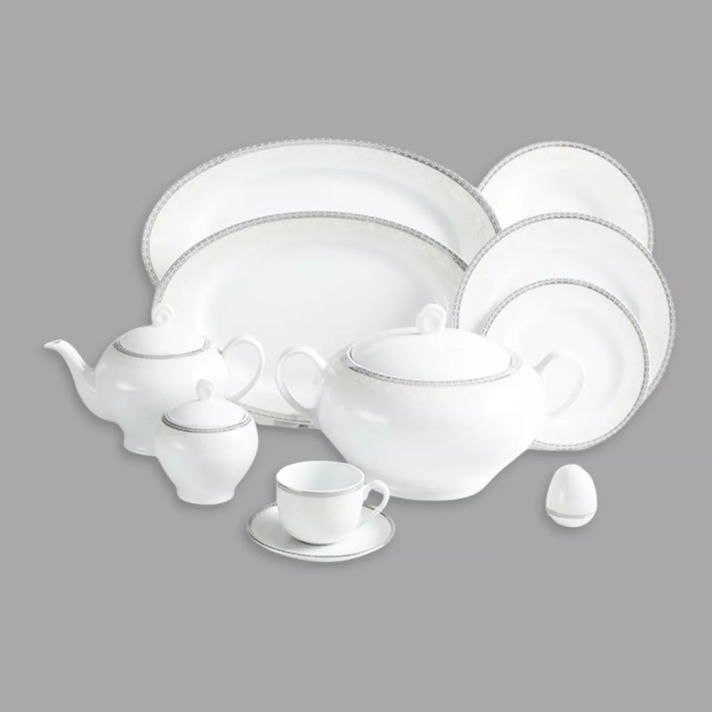 سرویس غذاخوری 102 پارچه 12 نفر چینی زرین ایران مدل ایتالیا اف ریوا درجه عالی