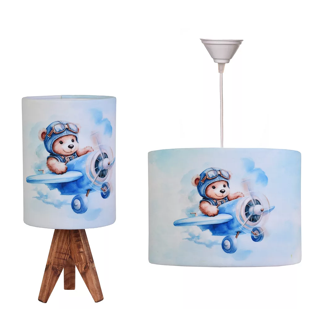 ست لوستر و آباژور کودک مدل خرس خلبان