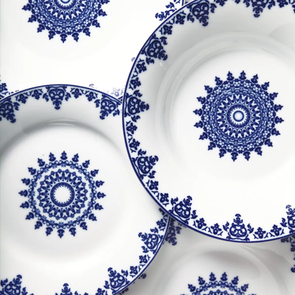 سرویس 35 پارچه غذاخوری چینی زرین ایران سری شهرزاد مدل سمرقند درجه یک