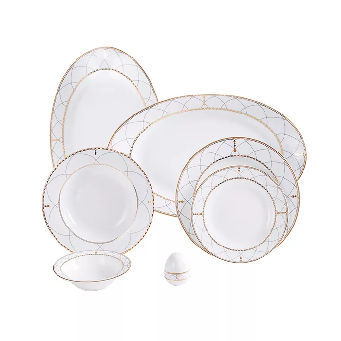 سرویس غذاخوری 28 پارچه چینی زرین ایران سری ایتالیا اف مدل روما درجه عالی