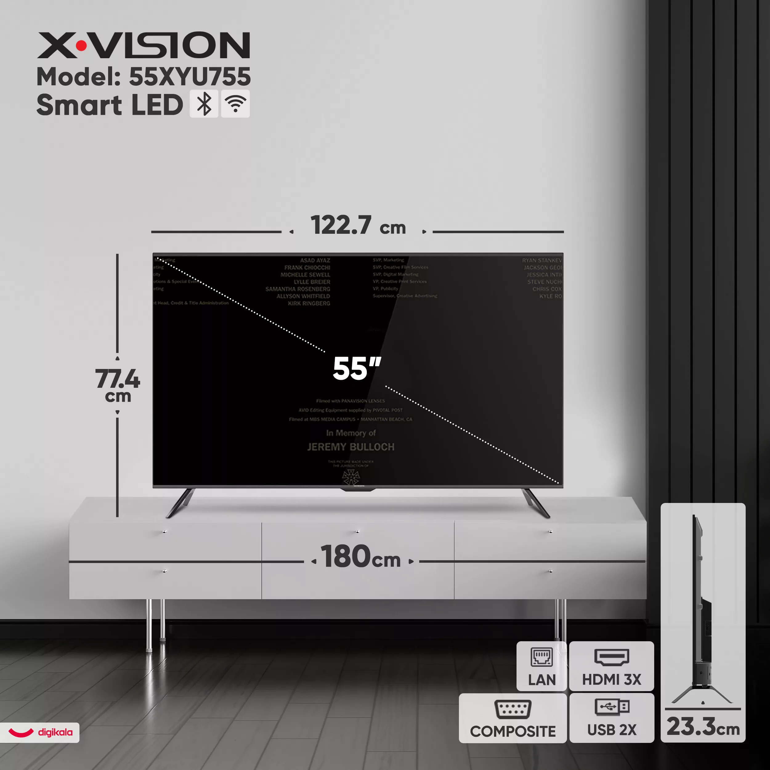 تلویزیون 55 اینچ ال ای دی هوشمند ایکس ویژن مدل 55XYU755