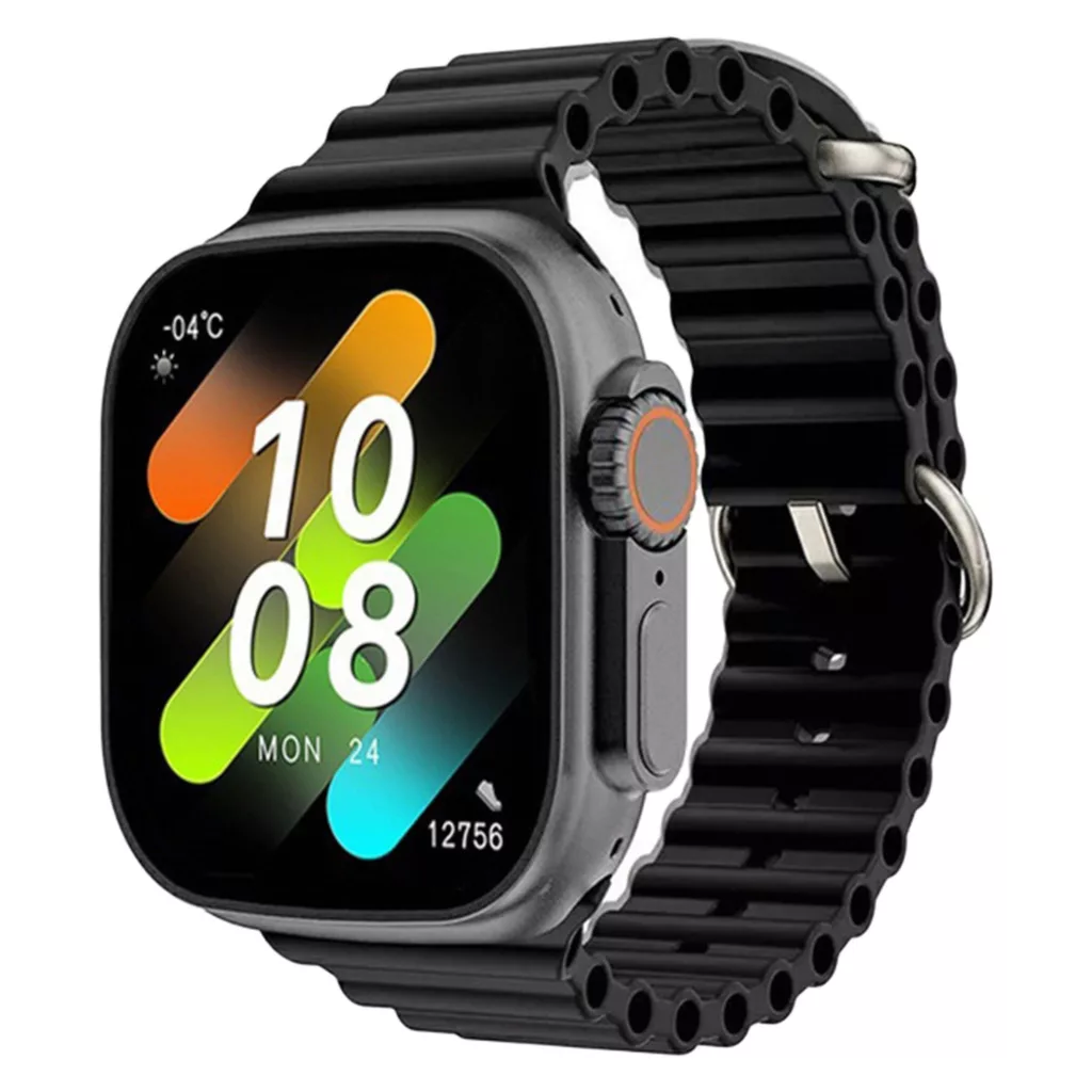 ساعت هوشمند مدل WS 75 ULTRA 2 دارای قابلیت های کنترل سطح اکسیژن خون، کنترل موسیقی (Music Player)، صفحه نمایش لمسی، صفحه نمایش رنگی، قابلیت تغییر طرح ساعت یا تم بند سیلیکون