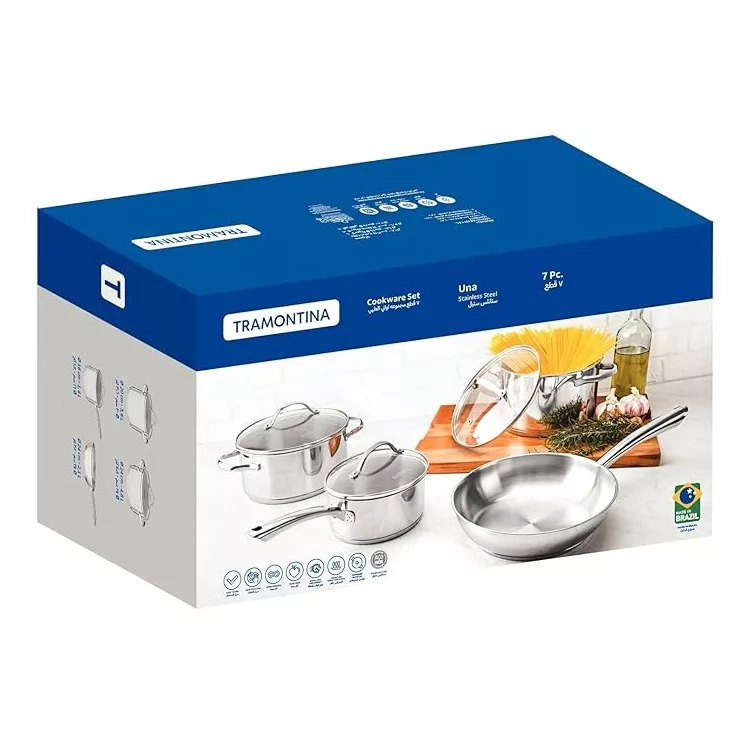 سرویس قابلمه و تابه استیل 7 پارچه ترامونتینا مدل Una
