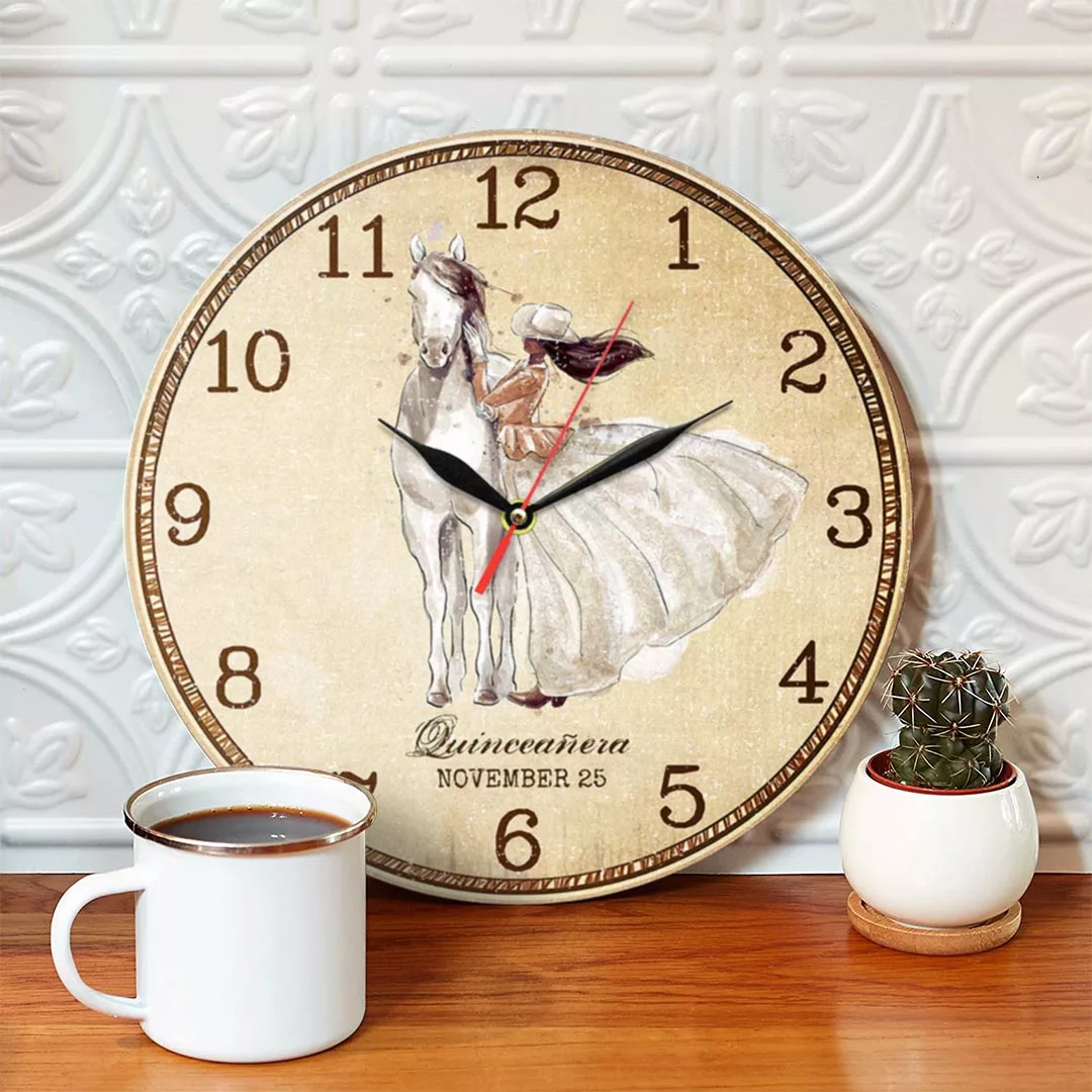 ساعت دیواری طرح دختر و اسب وسترن کد 1342