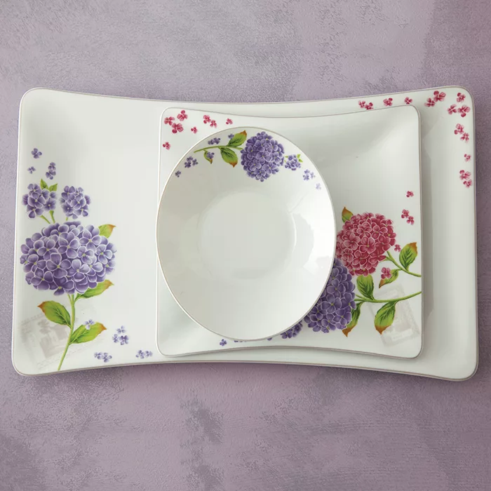 سرویس غذاخوری 30 پارچه چینی زرین ایران مدل وینچی روژ درجه یک