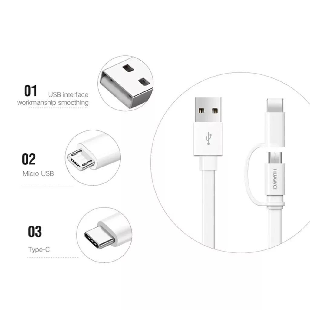 کابل تبدیل USB به USB-C / MicroUSB هوآوی مدل AP55S  طول 1.5 متر