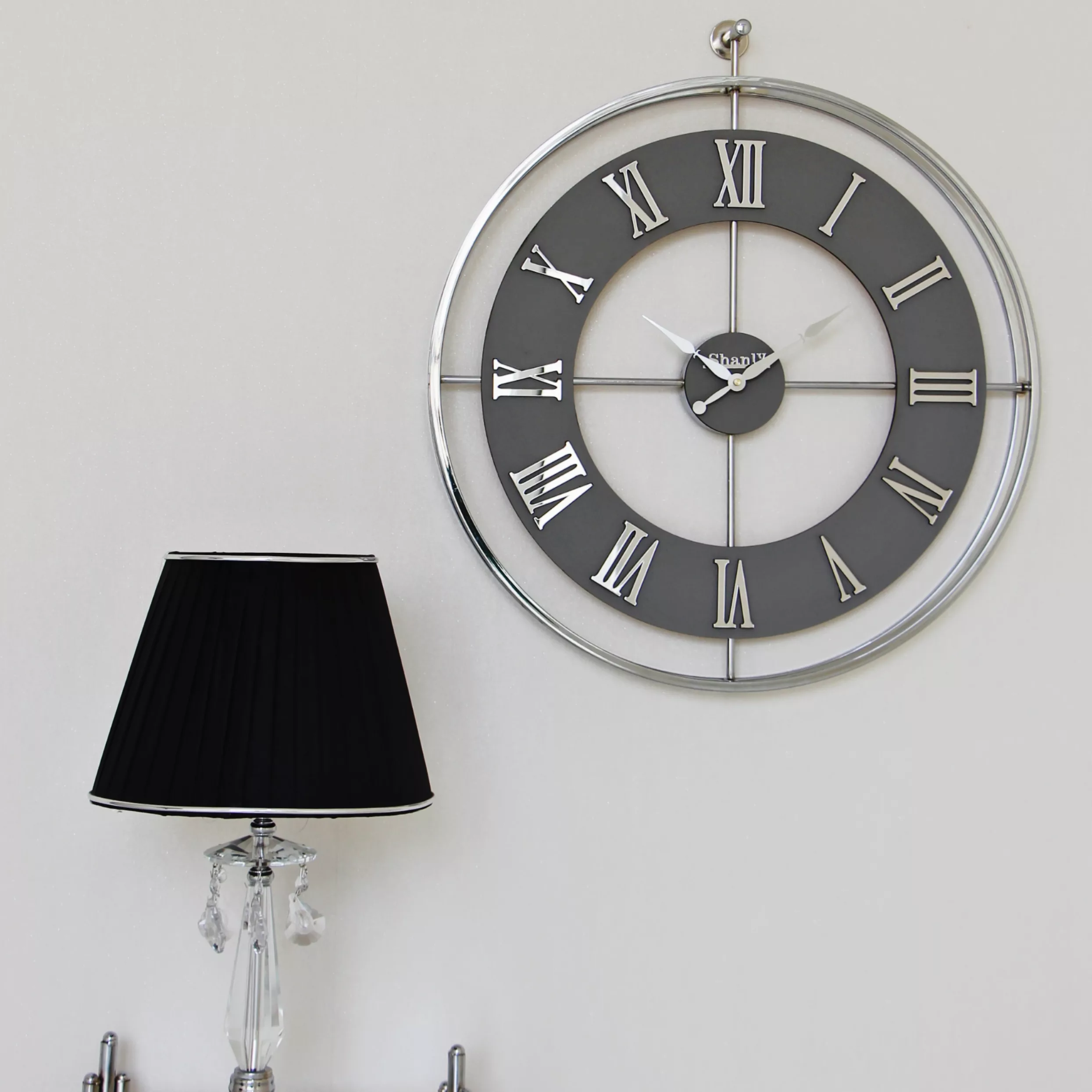 ساعت دیواری سانلی مدل فلزی چرمی کد 6233