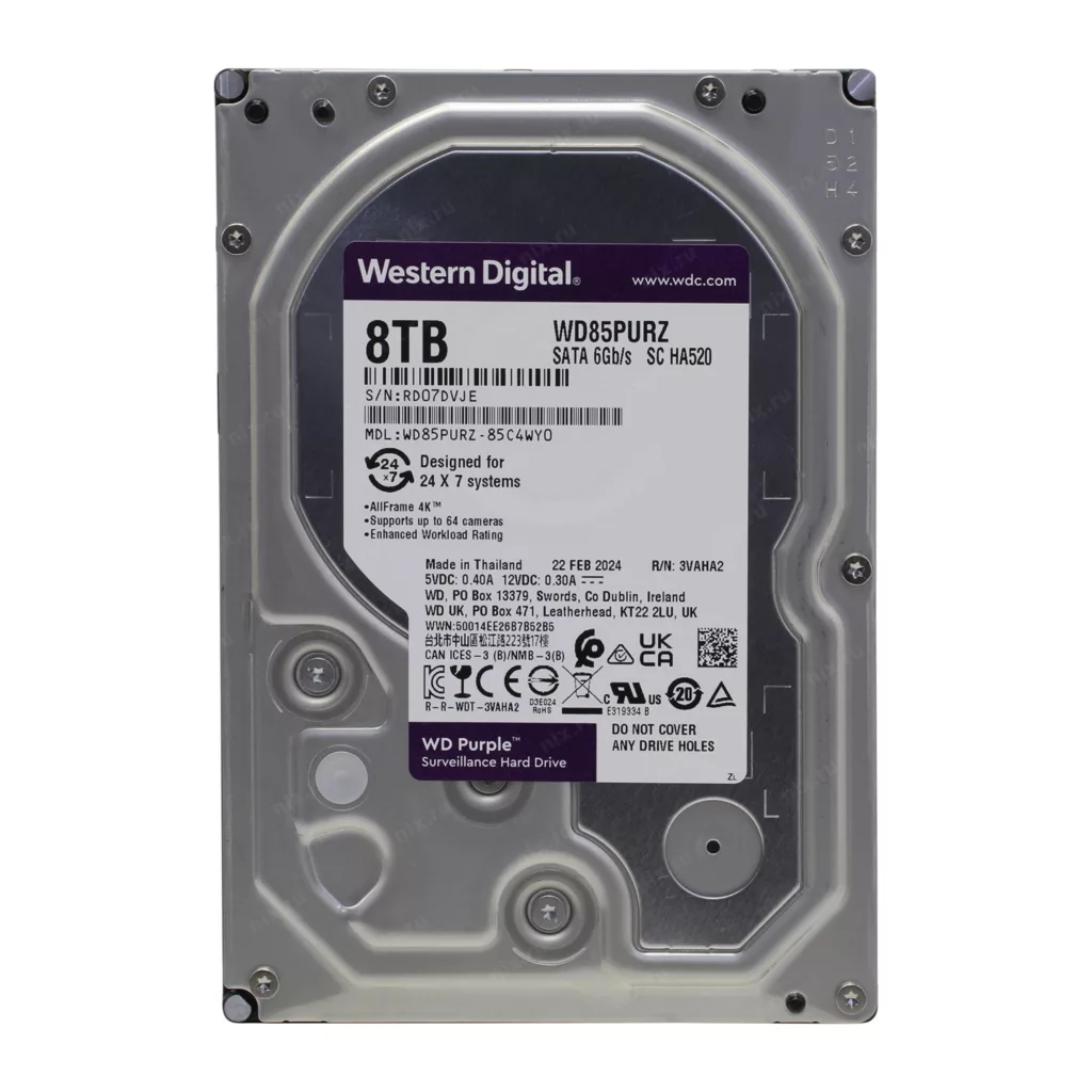 هارد دیسک اینترنال وسترن دیجیتال مدل Purple WD85PURZ ظرفیت 8 ترابایت