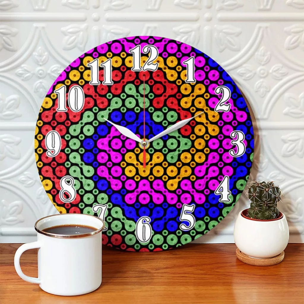 ساعت دیواری طرح انتزاعی رنگارنگ کد 1432