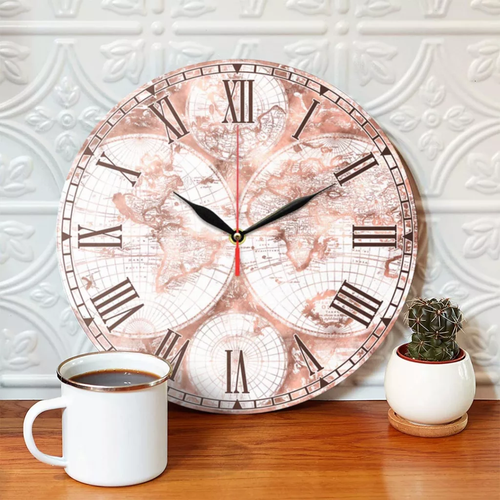 ساعت دیواری طرح نقشه قدیمی جهان کد 1325