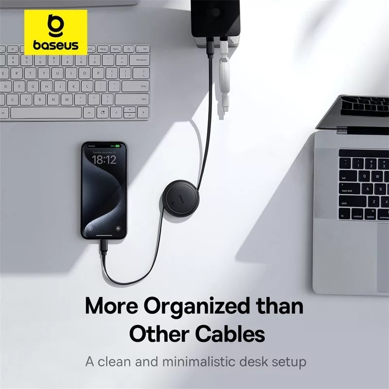 کابل تبدیل USB-C به USB-C بیسوس مدل Free2Pull Mini 60W طول 1 متر