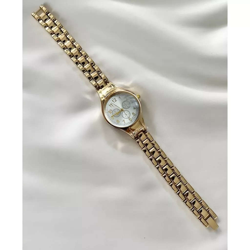 ساعت مچی عقربه‌ای کوارتز زنانه مدل کلاسیک لوکس تک موتوره بند دستبندی کد ۱