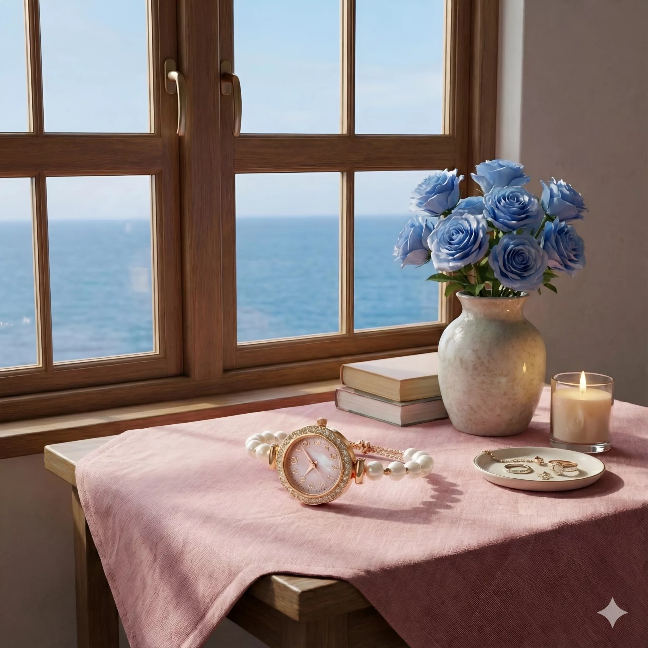 ساعت مچی عقربه‌ای کوارتز زنانه مدل لوکس بند مرواریدی قفل کرواتی کد ۹