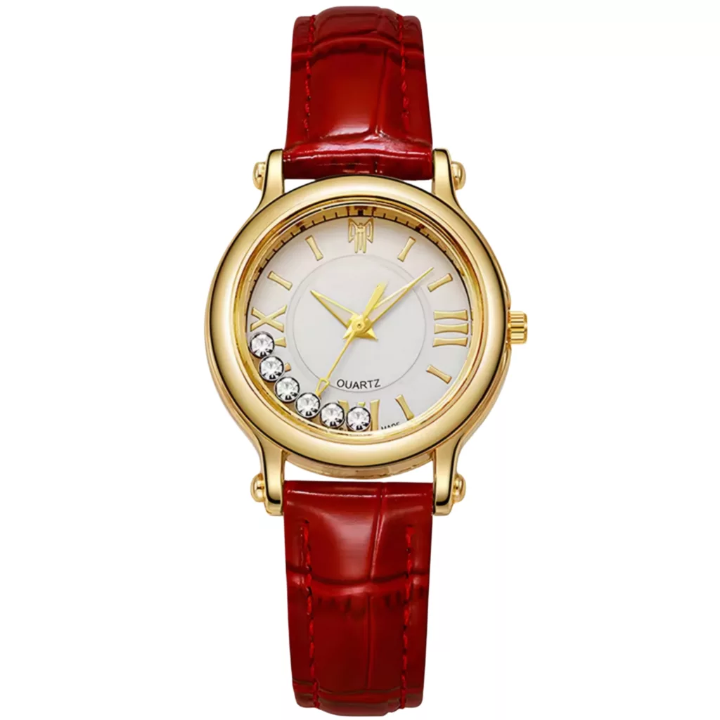 ساعت مچی عقربه ای زنانه مدل کوارتز کلاسیک بند چرم صفحه شنی کد ۲