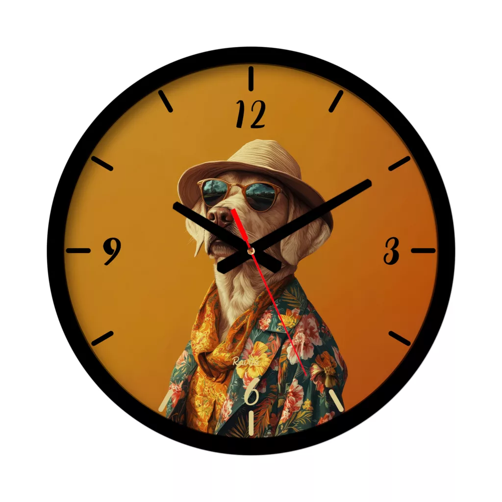 ساعت دیواری کوارتز راویتا مدل سگ خوشتیپ کد 3680