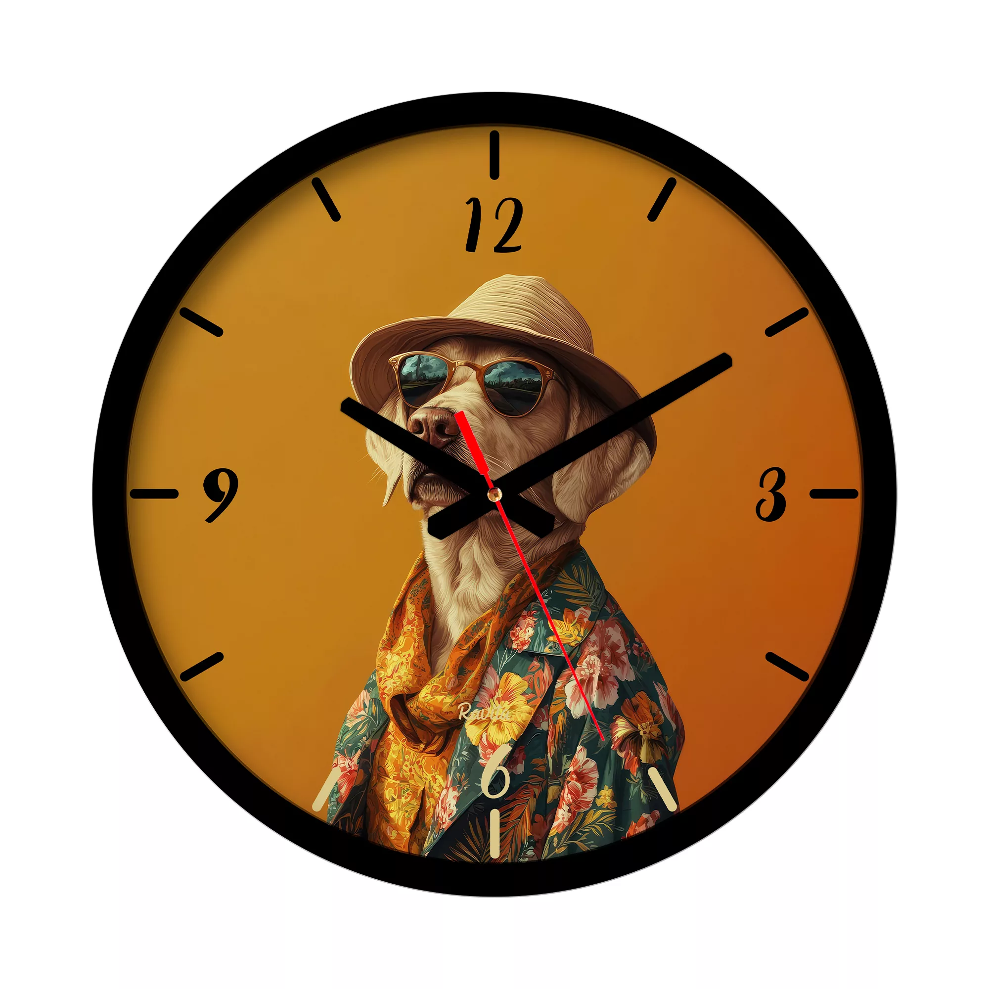 ساعت دیواری کوارتز راویتا مدل سگ خوشتیپ کد 3680