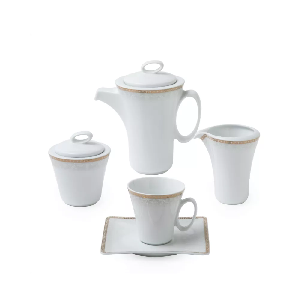 سرویس غذاخوری 97 پارچه چینی زرین ایران سری وینچی الیسه مدل ریوا درجه یک