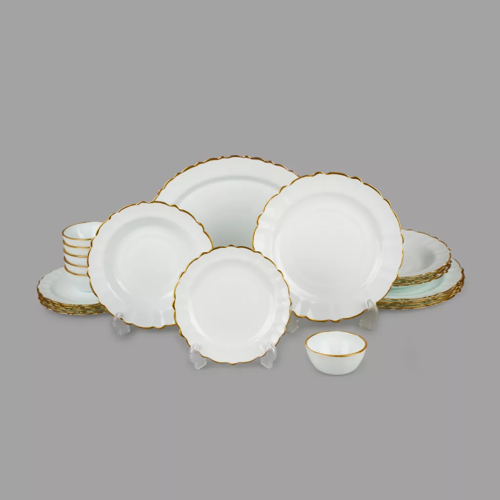 سرویس غذا خوری 25 پارچه 6 نفره لئون مدل خط طلا