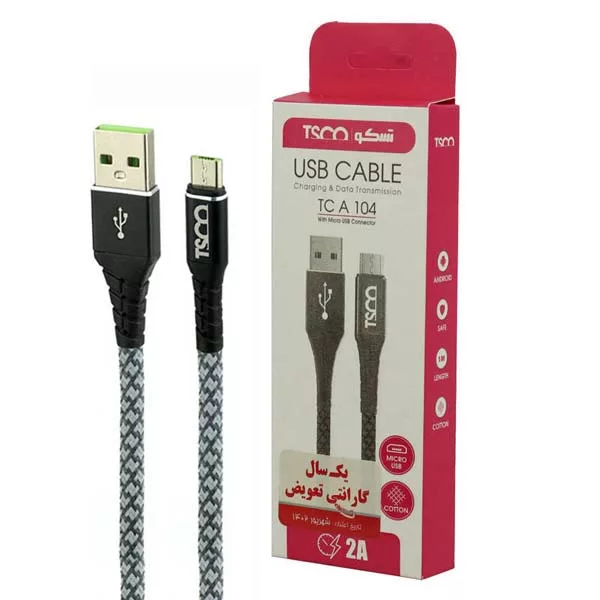 کابل تبدیل USB به MicroUSB تسکو مدل TC A104 طول 1 متر