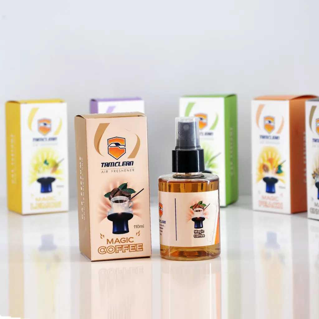 اسپری خوشبو کننده خودرو تام کلین مدل مجیک کافی کد TC-FL110NCS حجم 110 میلی لیتر