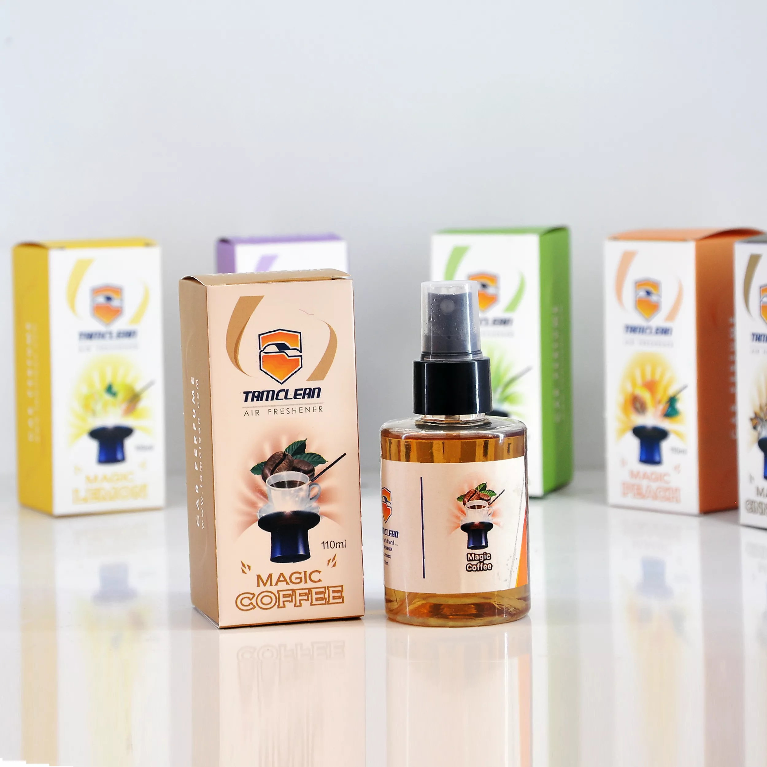 اسپری خوشبو کننده خودرو تام کلین مدل مجیک کافی کد TC-FL110NCS حجم 110 میلی لیتر