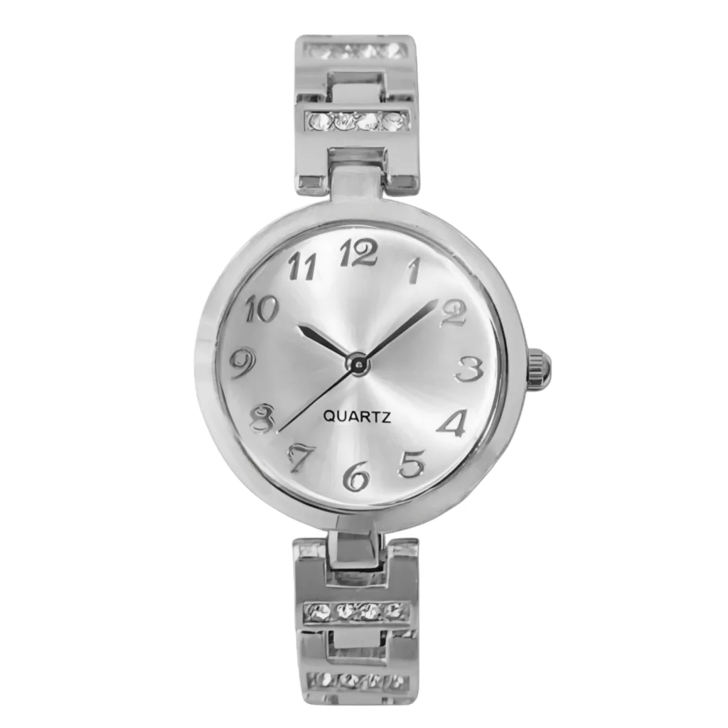 ساعت مچی عقربه‌ای کوارتز زنانه مدل کلاسیک بند نگین دار دستبندی کد ۱.۴