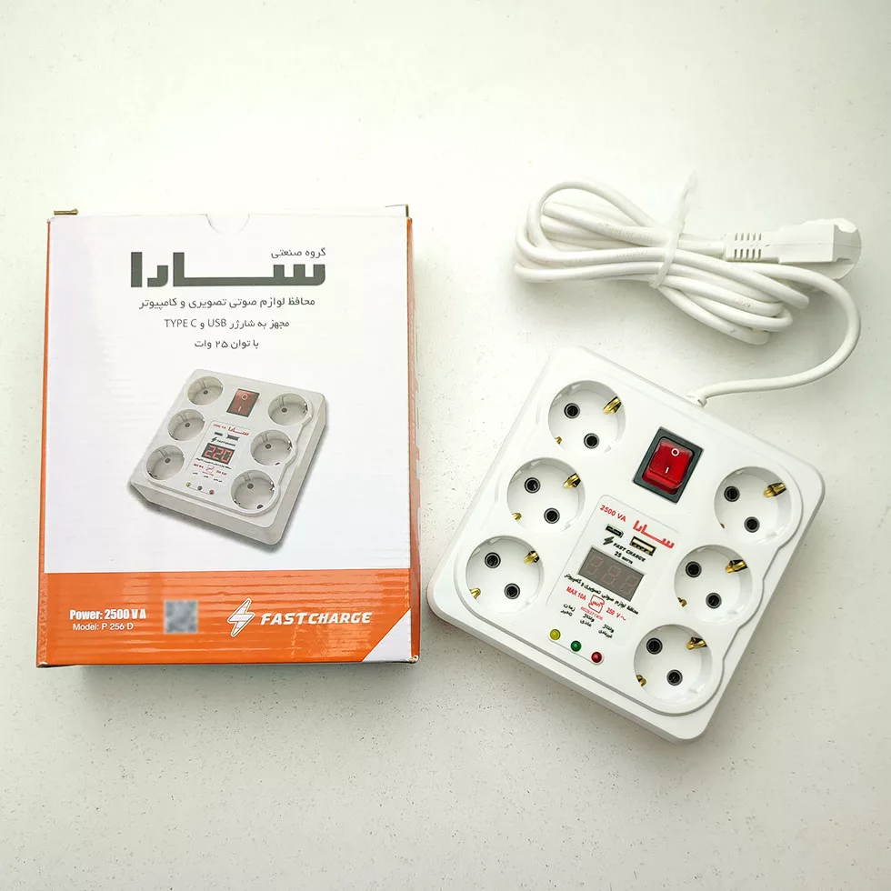 محافظ ولتاژ سارا مدل P256D-USB Type c صوتی و تصویری