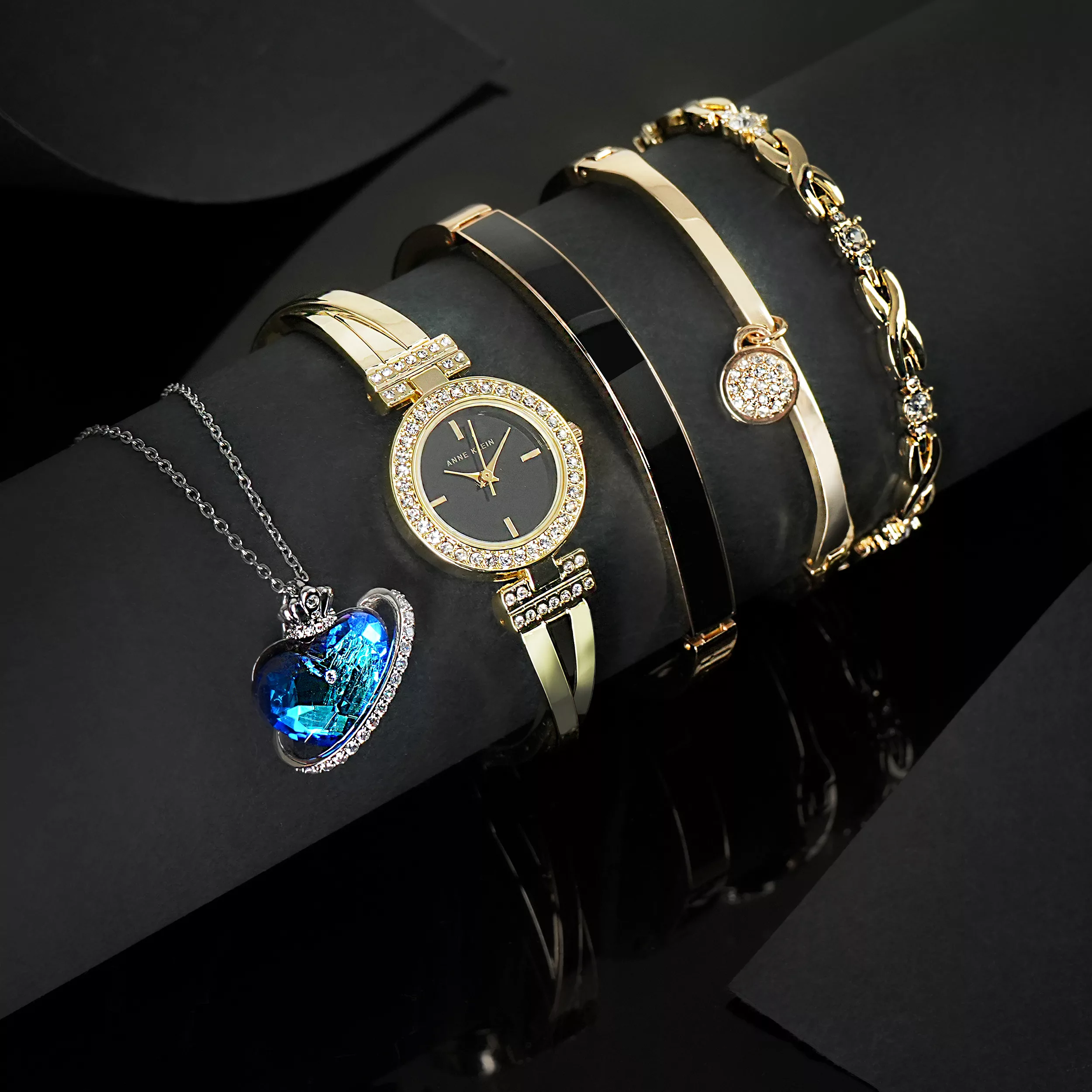 ست ساعت مچی عقربه‌ای و دستبند کوارتز زنانه آنه کلین مدل ak/2238_Senator edition به همراه گردنبند