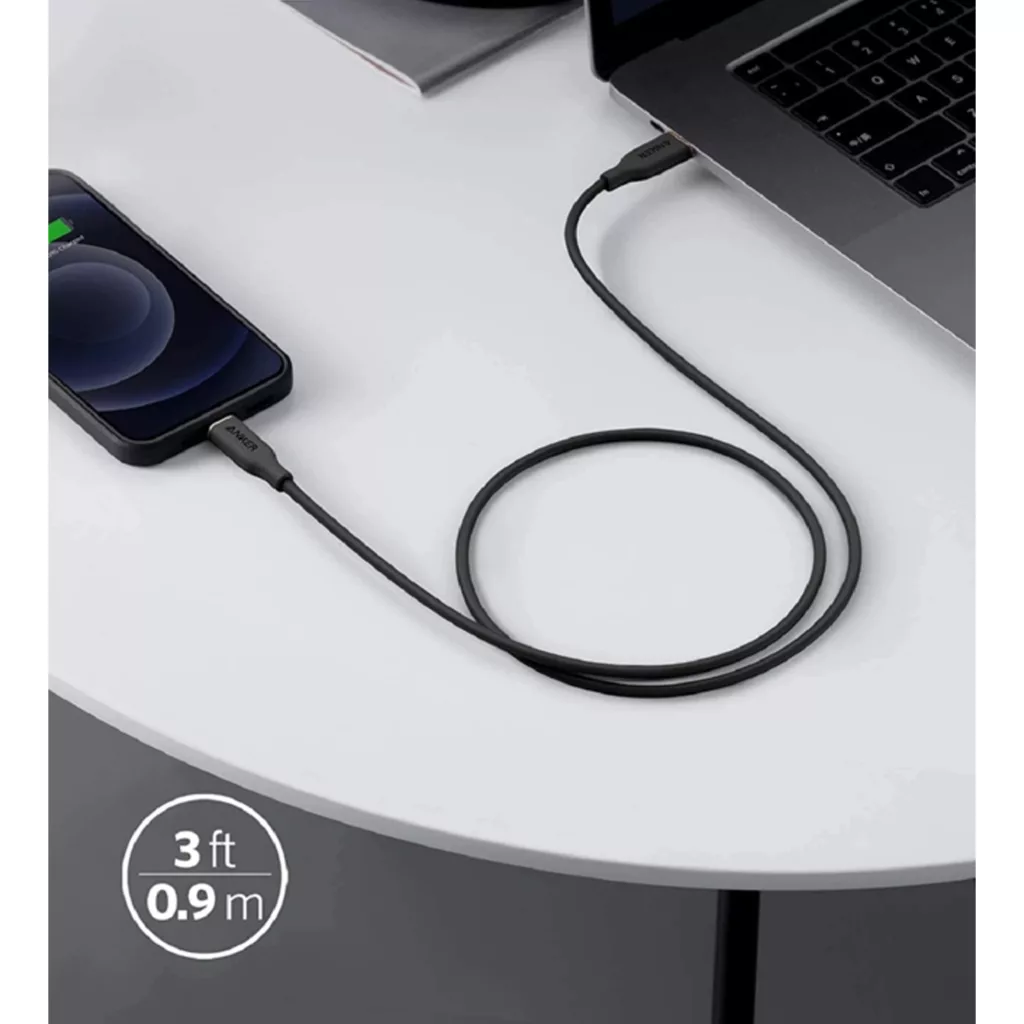کابل تبدیل USB-C به لایتنینگ انکر مدل Powerline III Flow A8662 طول 0.9 متر