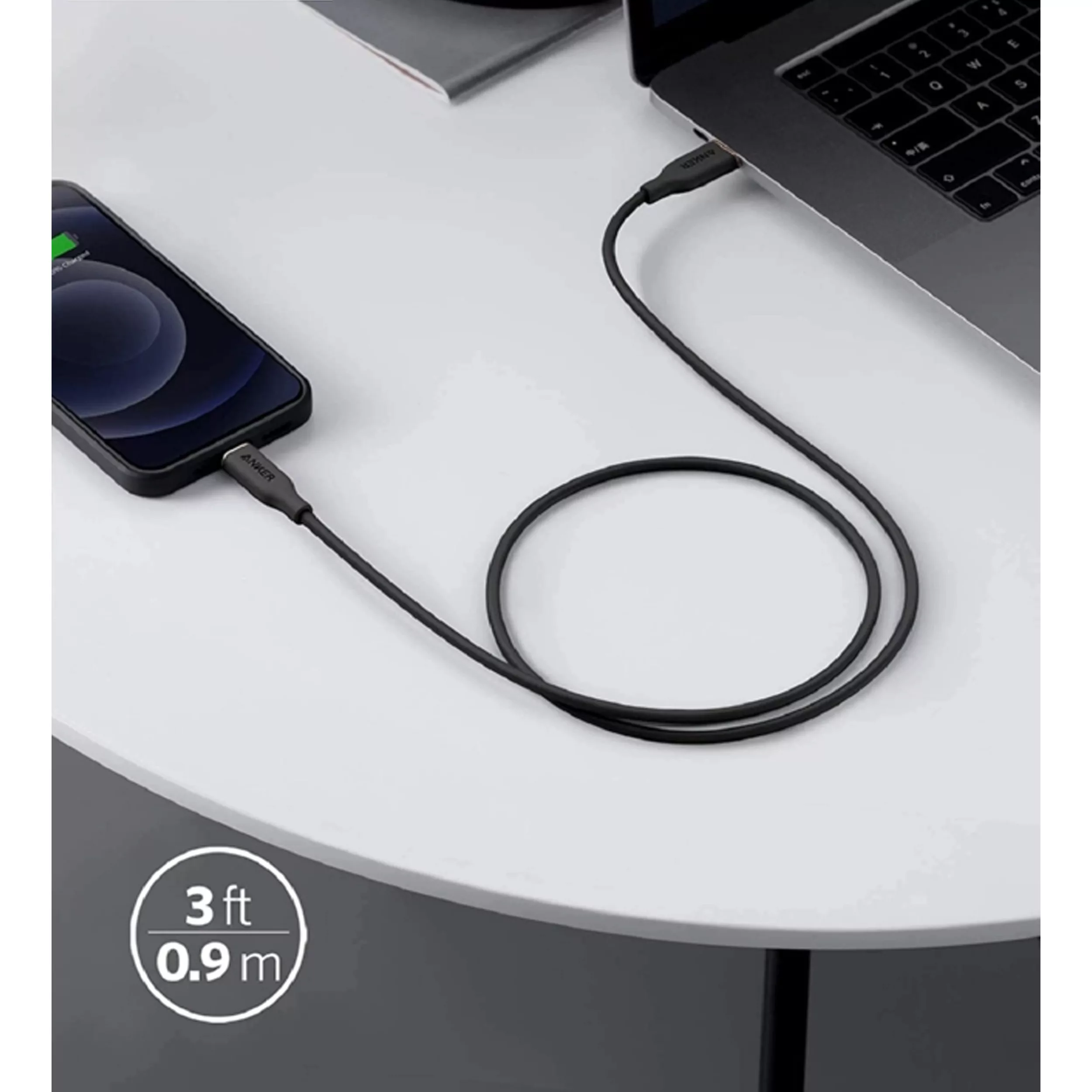 کابل تبدیل USB-C به لایتنینگ انکر مدل Powerline III Flow A8662 طول 0.9 متر