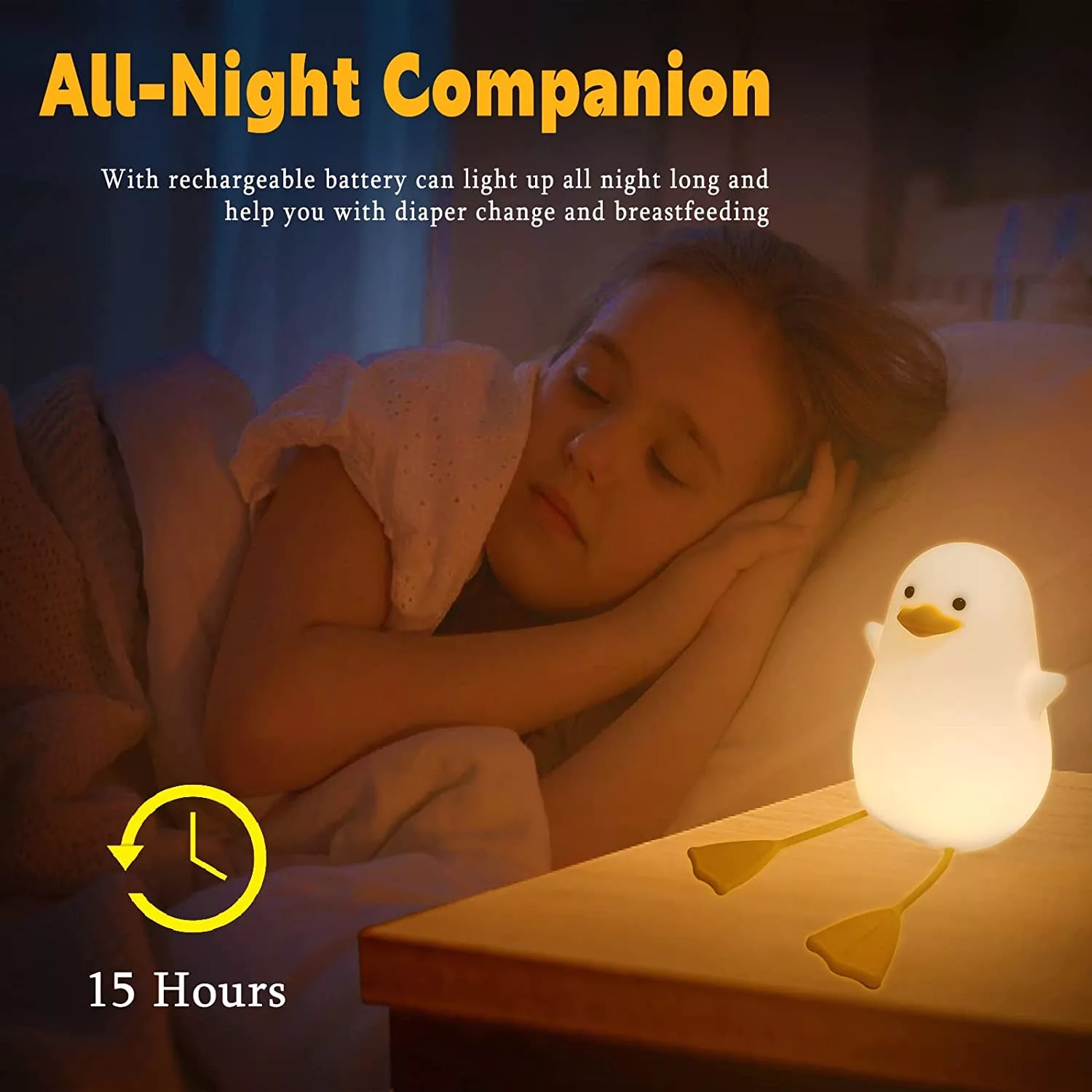 چراغ خواب اتاق کودک مدل اردک سیلیکونی