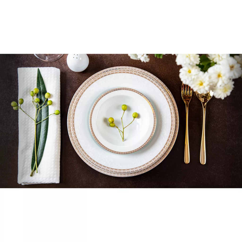 سرویس غذاخوری 102 پارچه 12 نفر چینی زرین ایران مدل ایتالیا اف ریوا درجه عالی